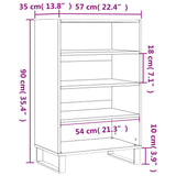 Buffet haut blanc brillant 57x35x90 cm bois d'ingénierie