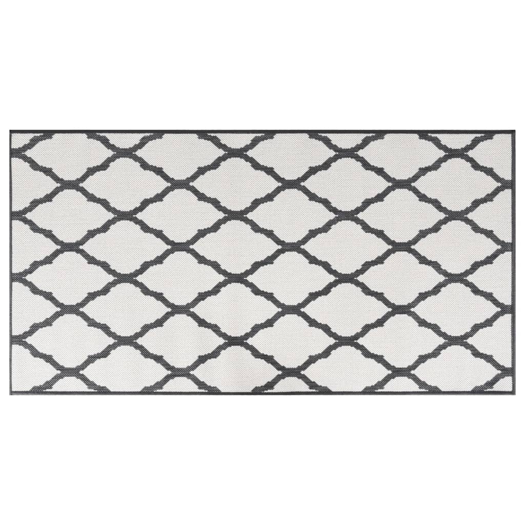 Tapis d'extérieur gris et blanc 80x150 cm design réversible