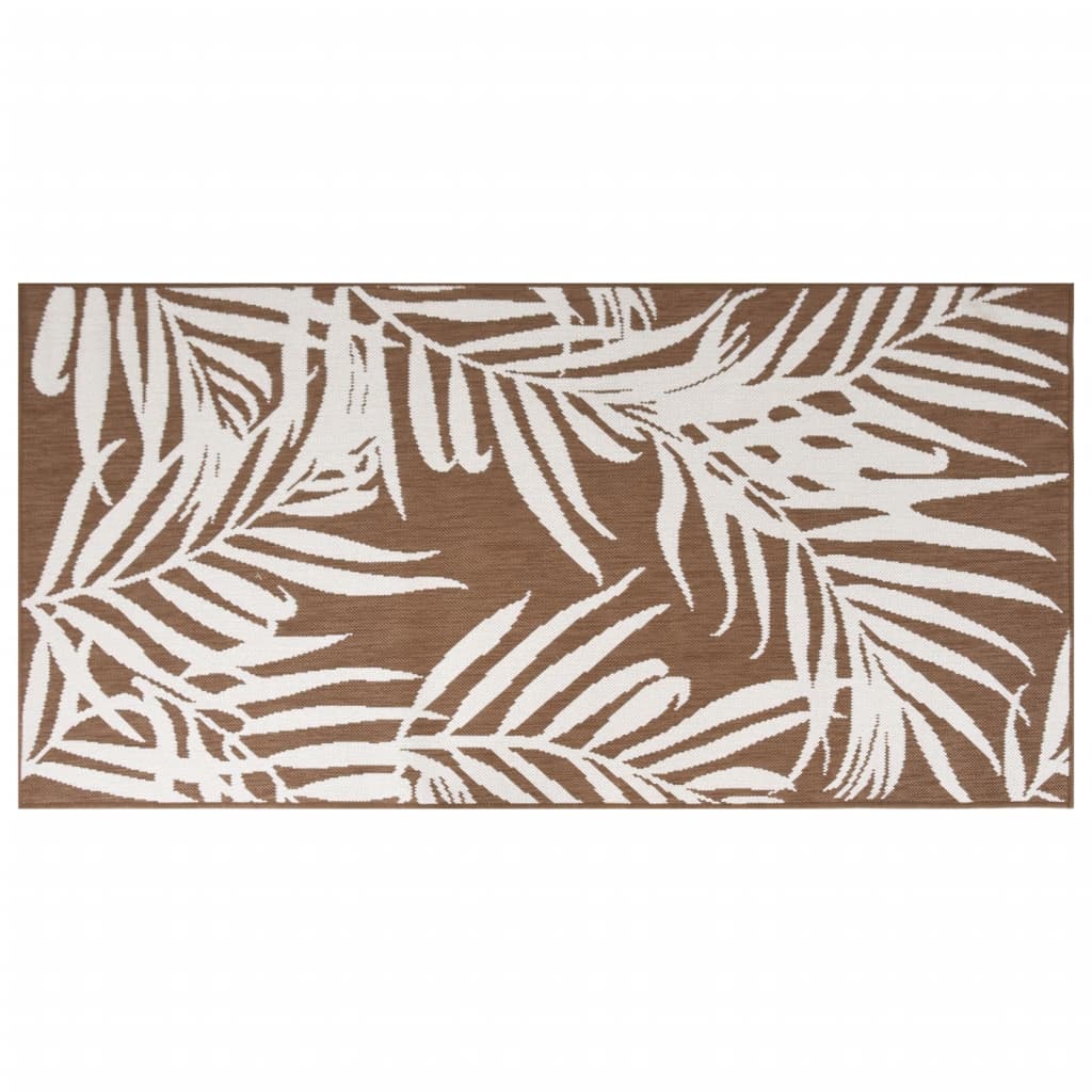 Tapis d'extérieur marron et blanc 80x150 cm design réversible