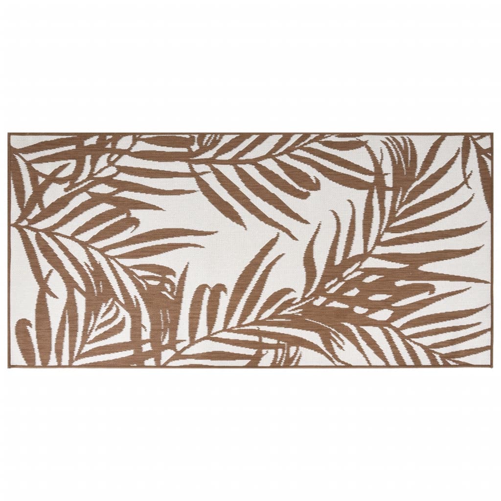 Tapis d'extérieur marron et blanc 100x200 cm design réversible