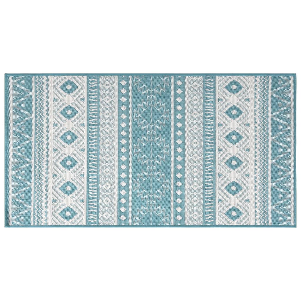 Tapis d'extérieur aqua et blanc 80x150 cm design réversible