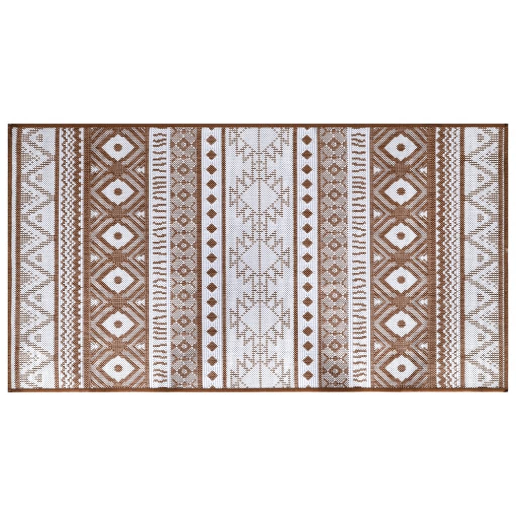 Tapis d'extérieur marron et blanc 80x150 cm design réversible