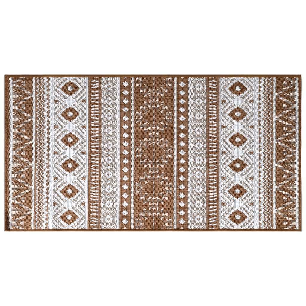 Tapis d'extérieur marron et blanc 80x150 cm design réversible