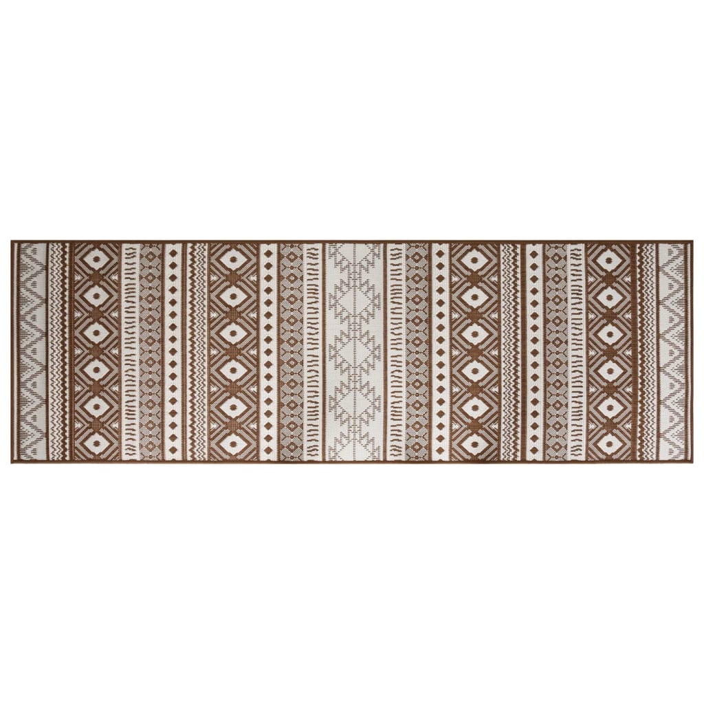 Tapis d'extérieur marron et blanc 80x250 cm design réversible