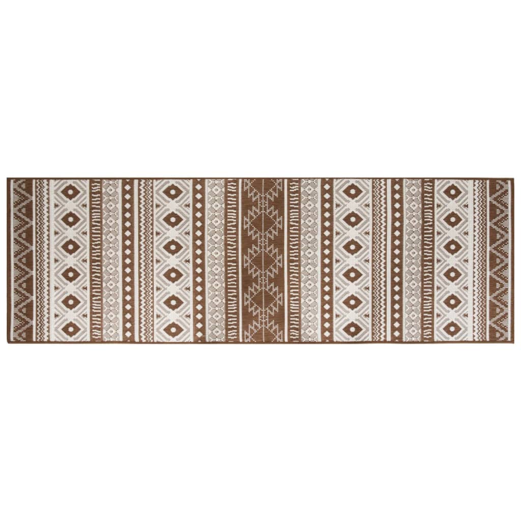 Tapis d'extérieur marron et blanc 80x250 cm design réversible