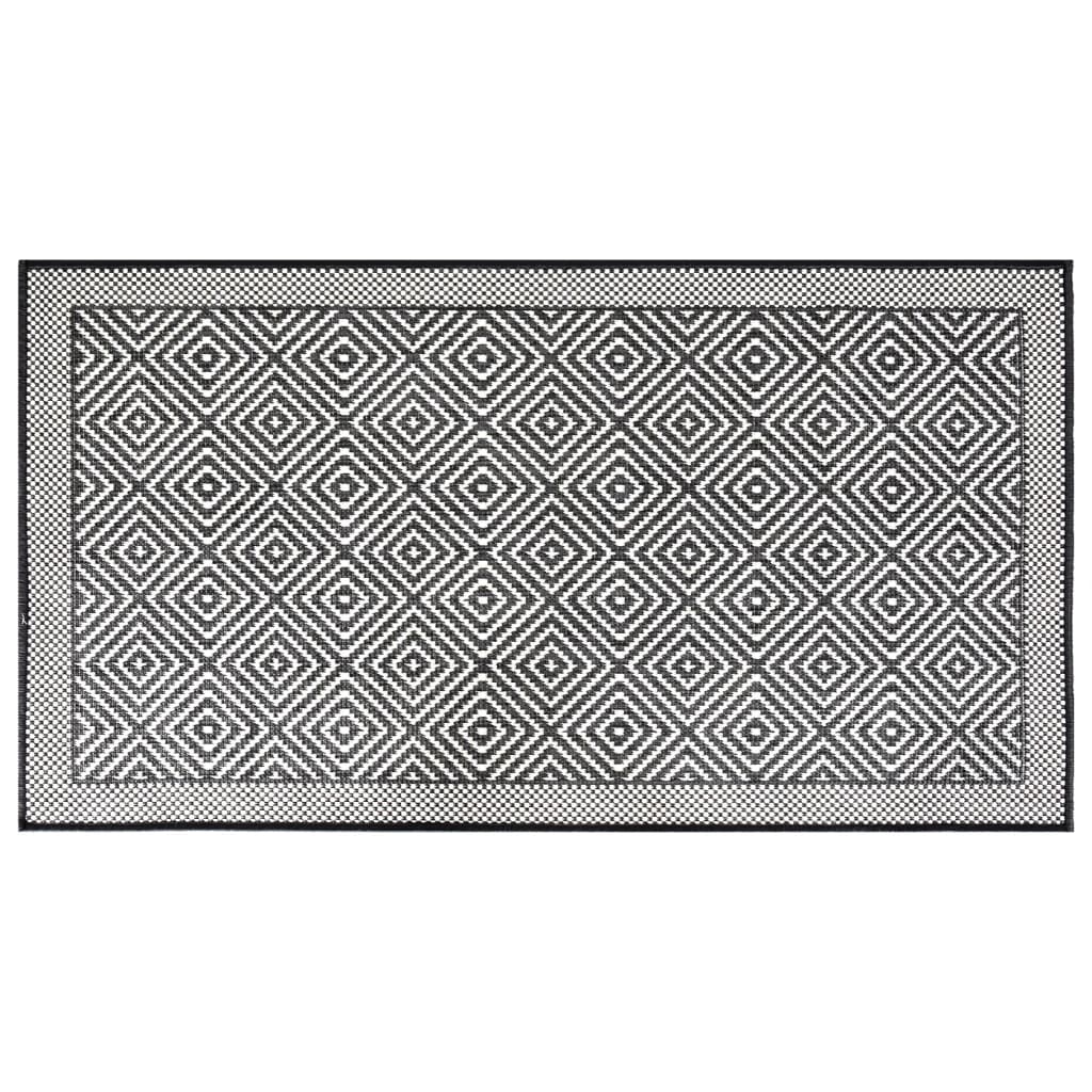 Tapis d'extérieur gris et blanc 80x150 cm design réversible