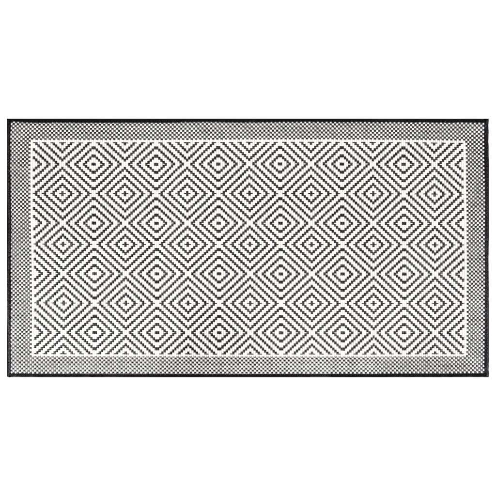 Tapis d'extérieur gris et blanc 80x150 cm design réversible