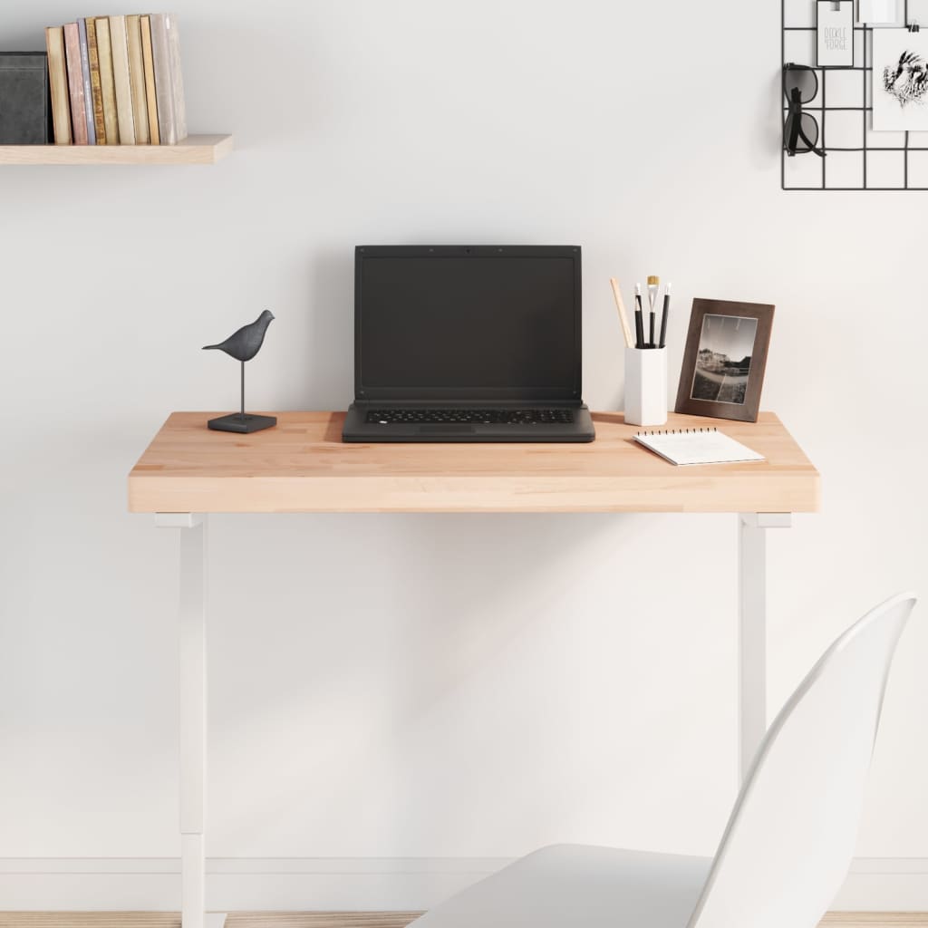 Table top 100x50x4 cm rectangular solid beech wood