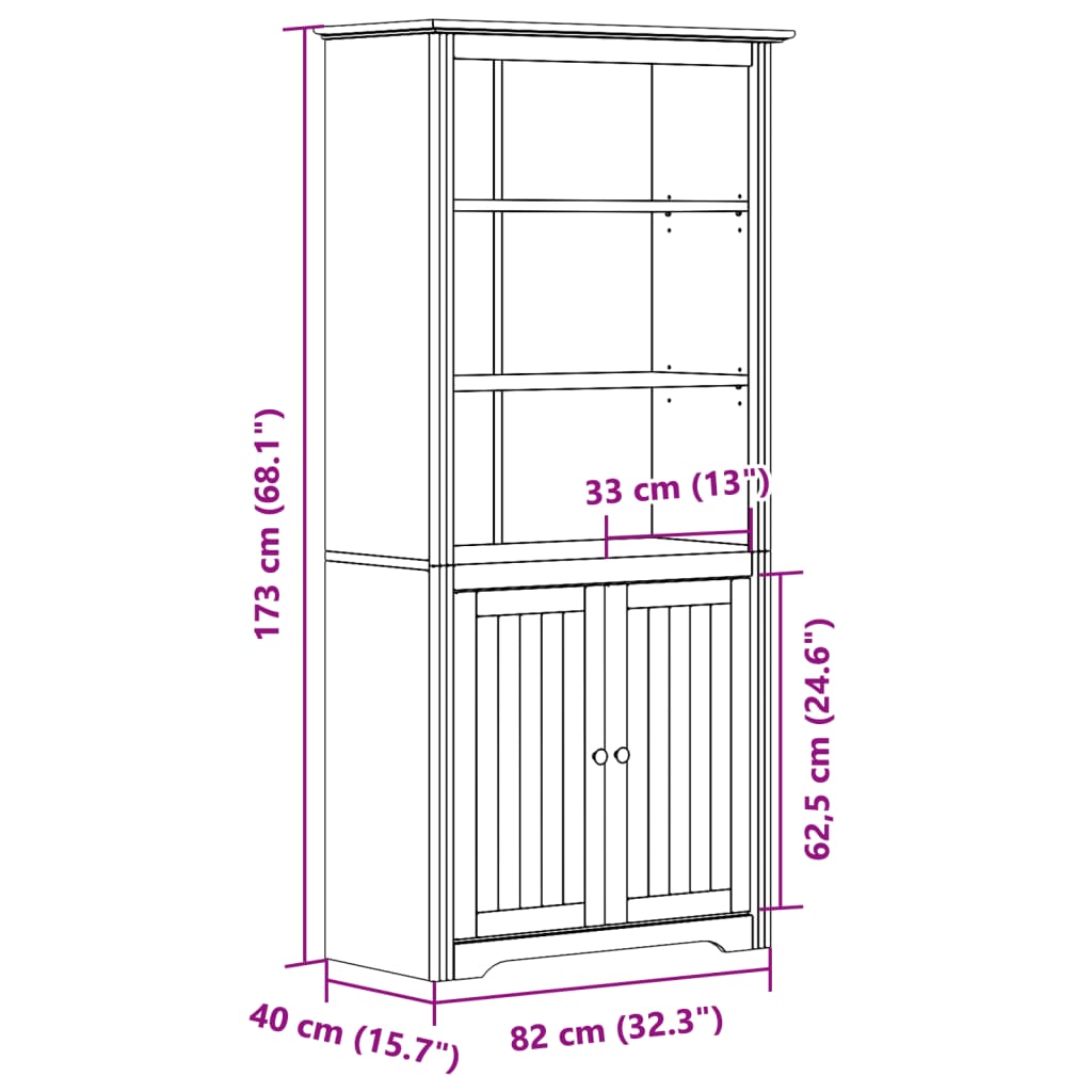 Bibliothèque BODO blanc 82x40x173 cm bois de pin massif