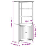 Bibliothèque BODO blanc 82x40x173 cm bois de pin massif