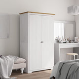 Garde-robe BODO blanc marron 99x53,5x173 cm bois massif de pin