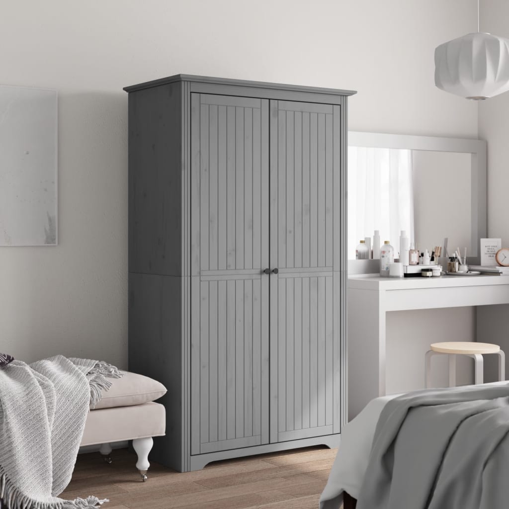 Garde-robe BODO gris 99x53,5x173 cm bois massif de pin