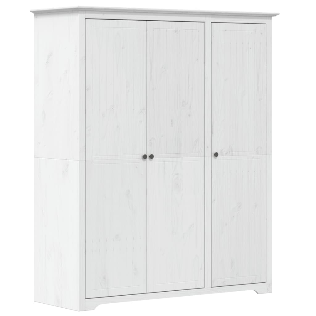 Garde-robe BODO blanc 146x53,5x173 cm bois massif de pin