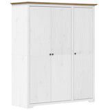 Garde-robe BODO blanc marron 146x53,5x173 cm bois massif de pin