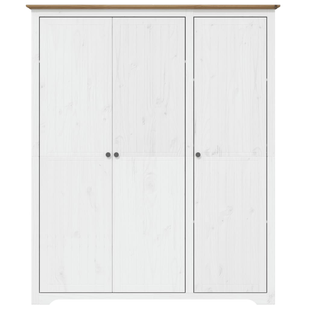 Garde-robe BODO blanc marron 146x53,5x173 cm bois massif de pin