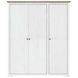 Garde-robe BODO blanc marron 146x53,5x173 cm bois massif de pin