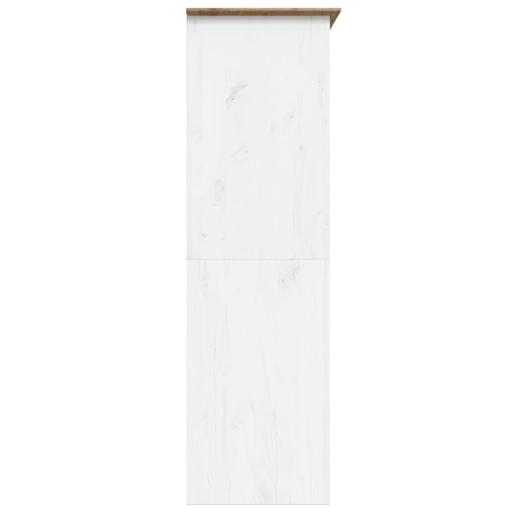 Garde-robe BODO blanc marron 146x53,5x173 cm bois massif de pin