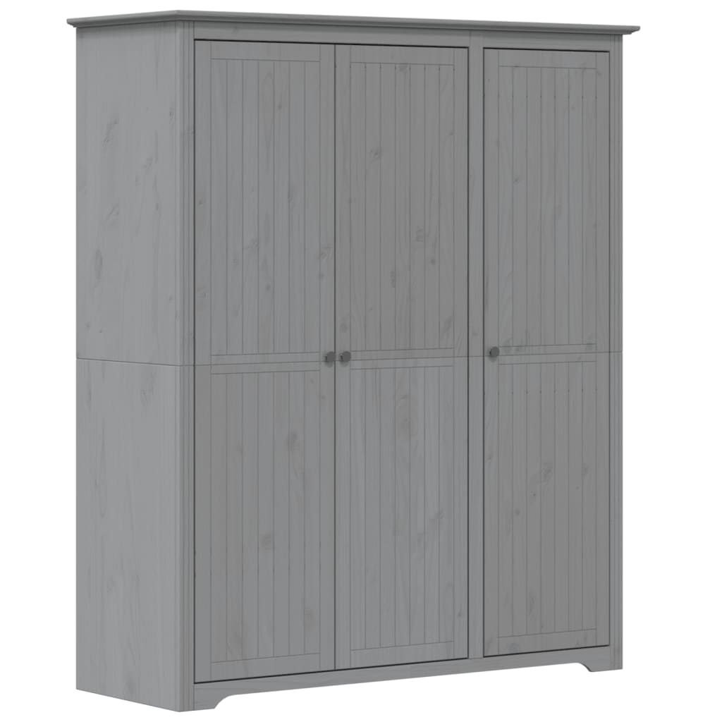 Garde-robe BODO gris 146x53,5x173 cm bois massif de pin