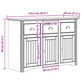 BODO white sideboard 115.5x44x80 cm solid pine wood