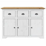 BODO white and brown sideboard 115.5x44x80 cm solid pine wood