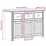 BODO white and brown sideboard 115.5x44x80 cm solid pine wood