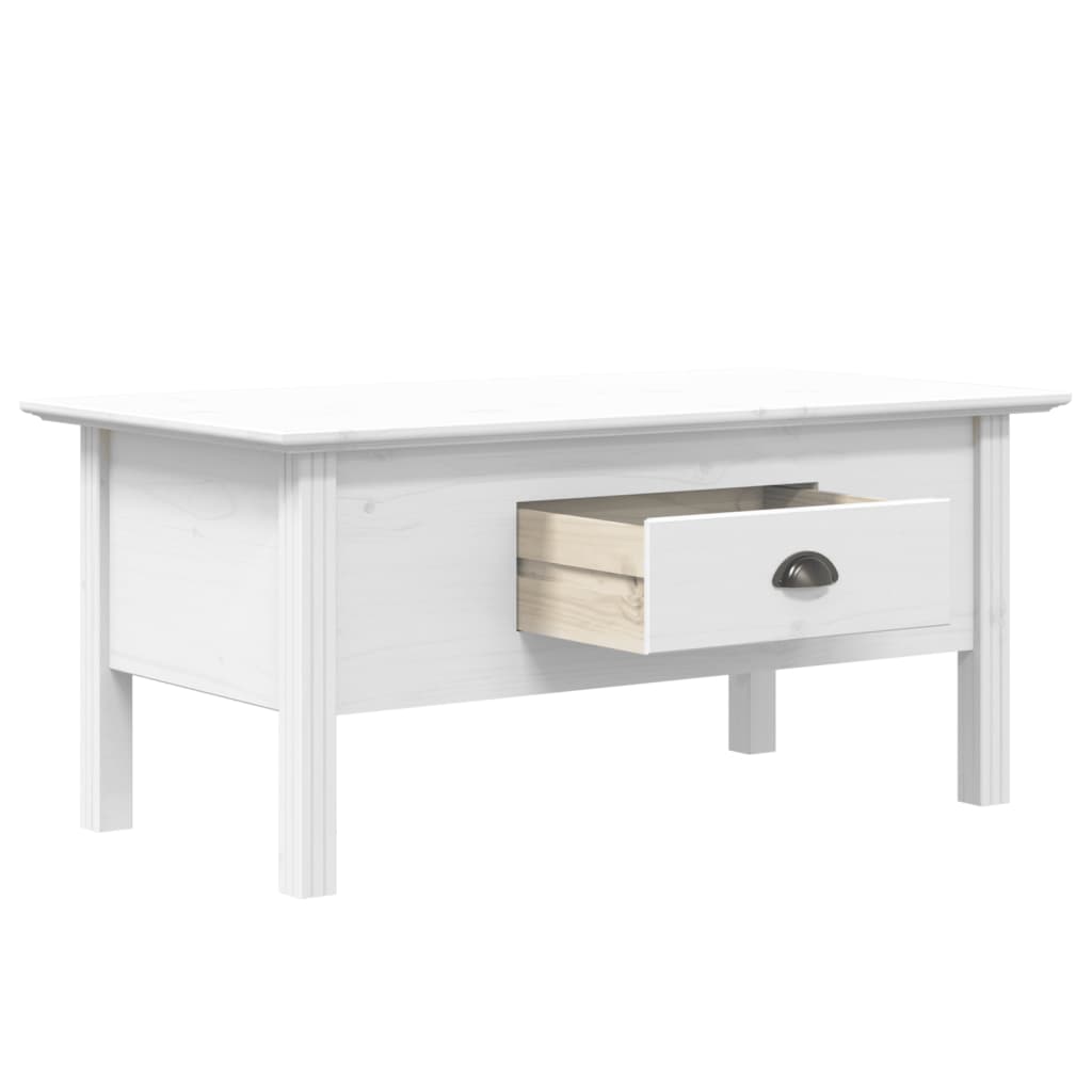 Table basse BODO blanc 100x55x46 cm bois de pin massif