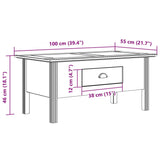 Table basse BODO blanc 100x55x46 cm bois de pin massif