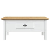 Table basse BODO blanc et marron 100x55x46cm bois de pin massif