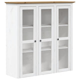 Armoire avec portes vitrées BODO blanc marron bois pin massif