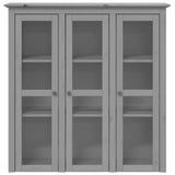 BODO grey solid pine wood wardrobe with glass doors