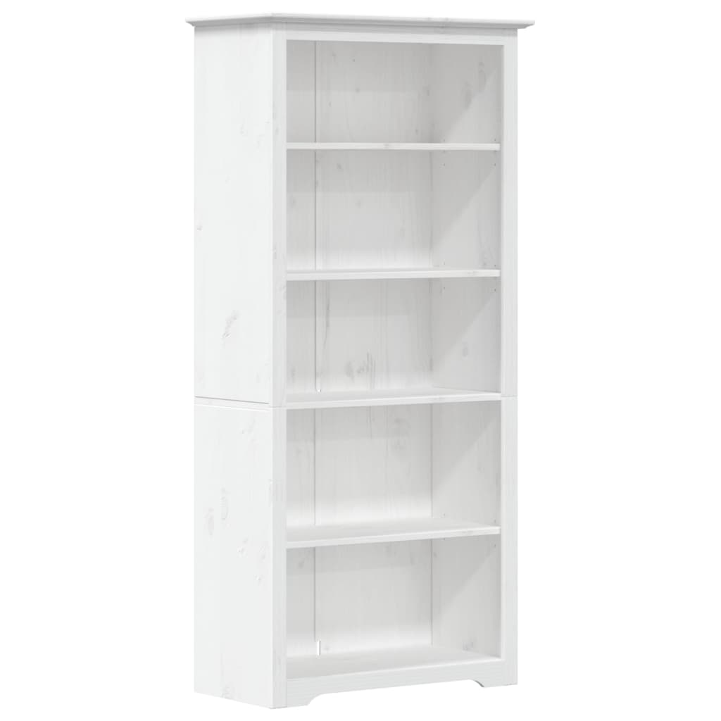 Bibliothèque BODO blanc 82x40x173 cm bois pin massif 5 niveaux