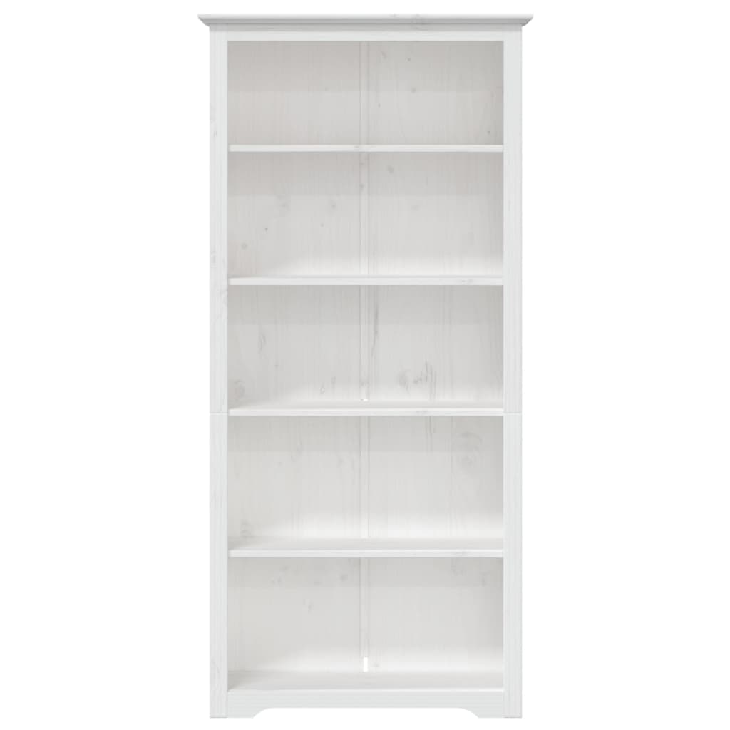 Bibliothèque BODO blanc 82x40x173 cm bois pin massif 5 niveaux