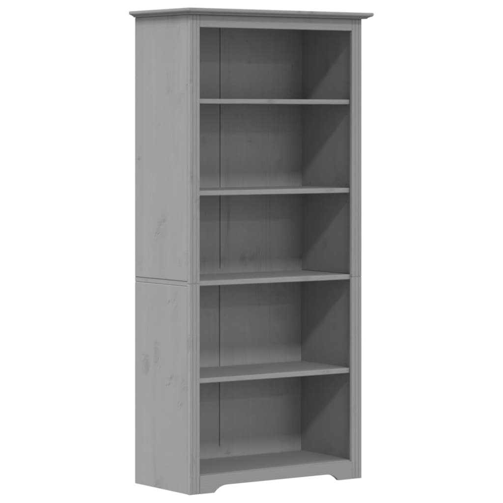 Bibliothèque BODO gris 82x40x173 cm bois pin massif 5 niveaux