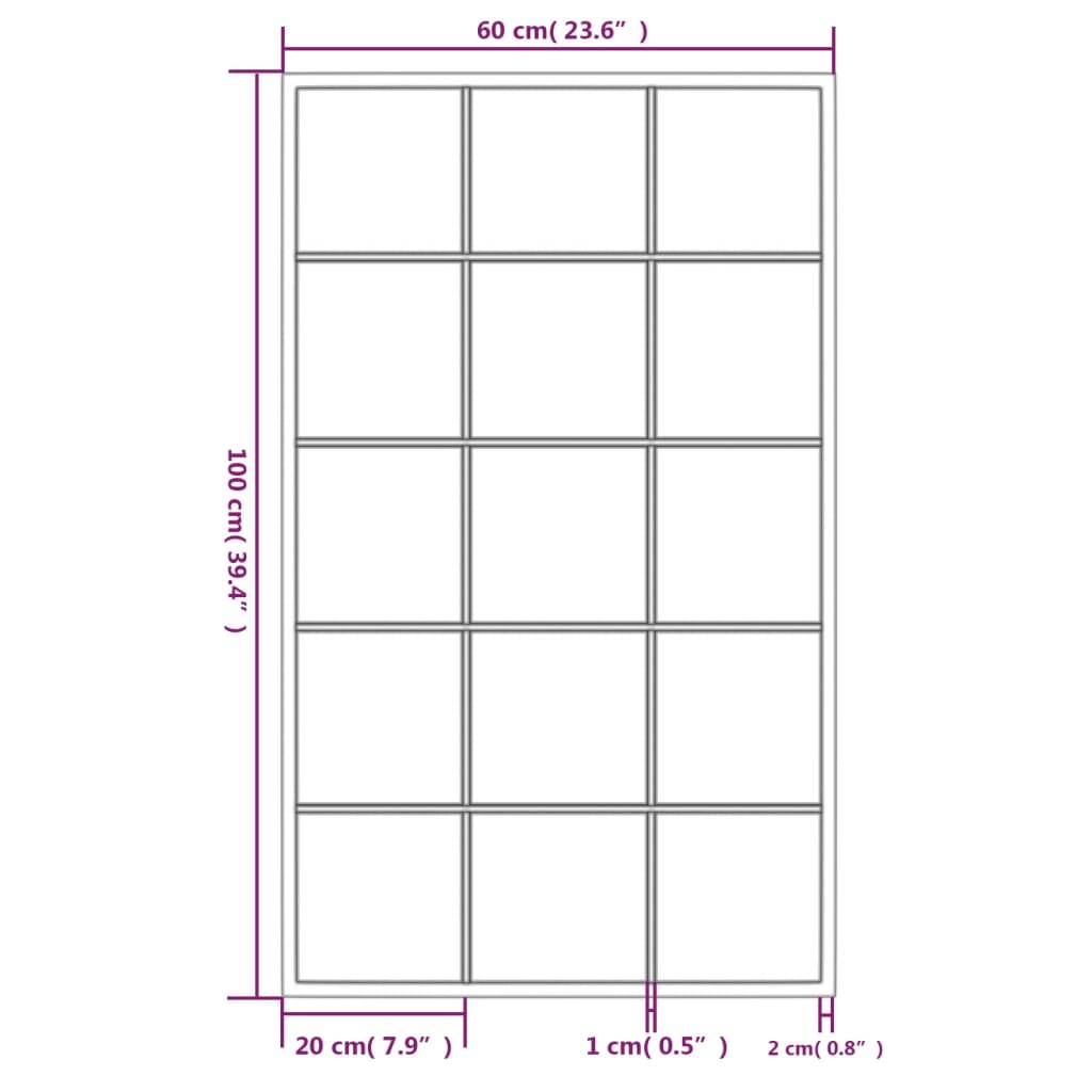 Miroirs muraux 2 pcs noir 100x60 cm métal