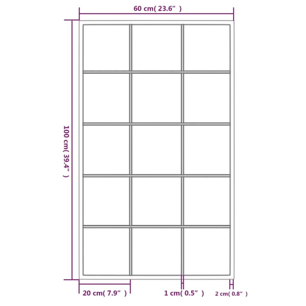 Miroirs muraux 3 pcs noir 100x60 cm métal