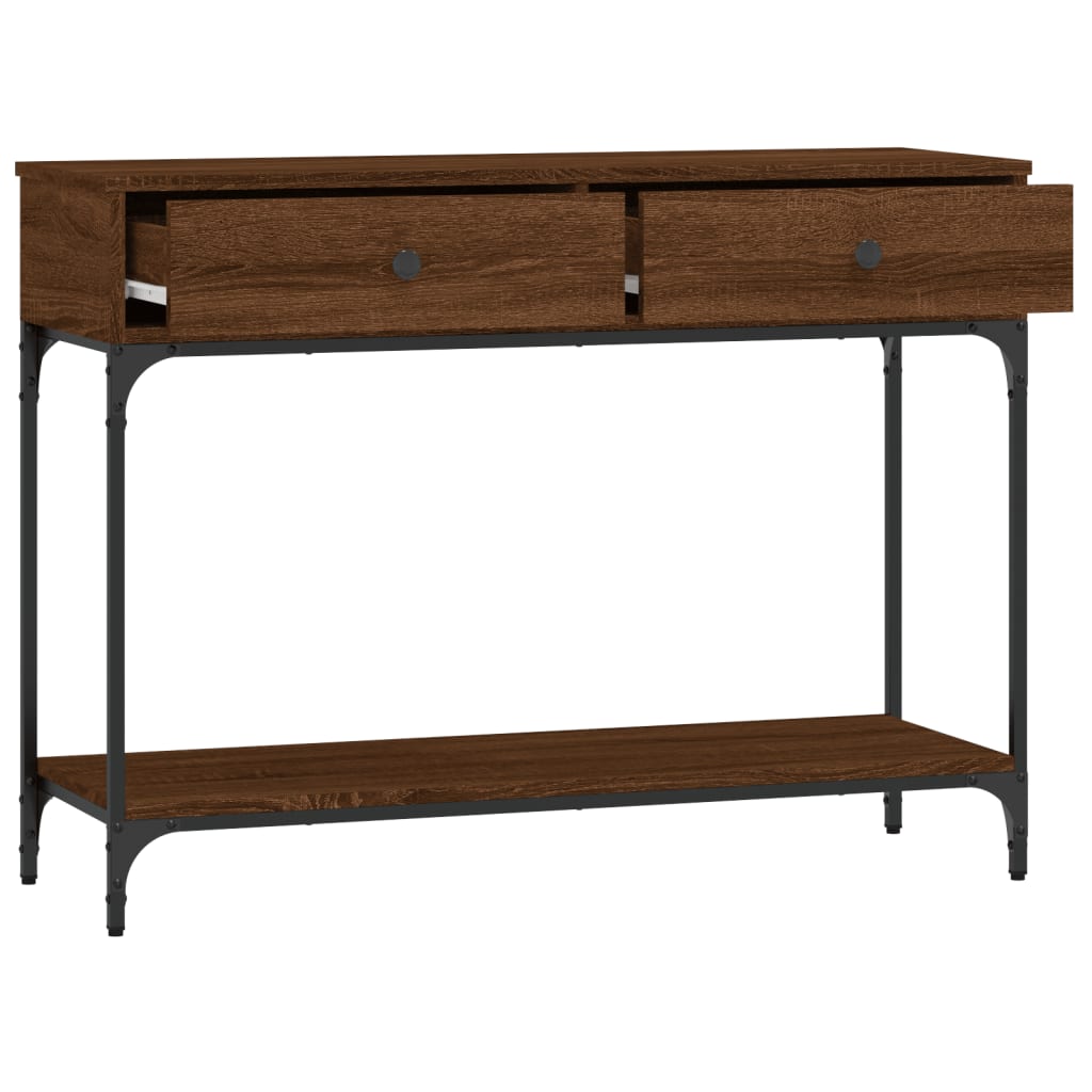 Table console chêne marron 100x34,5x75 cm bois d'ingénierie