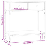 Table console chêne sonoma 75x34,5x75 cm bois d'ingénierie