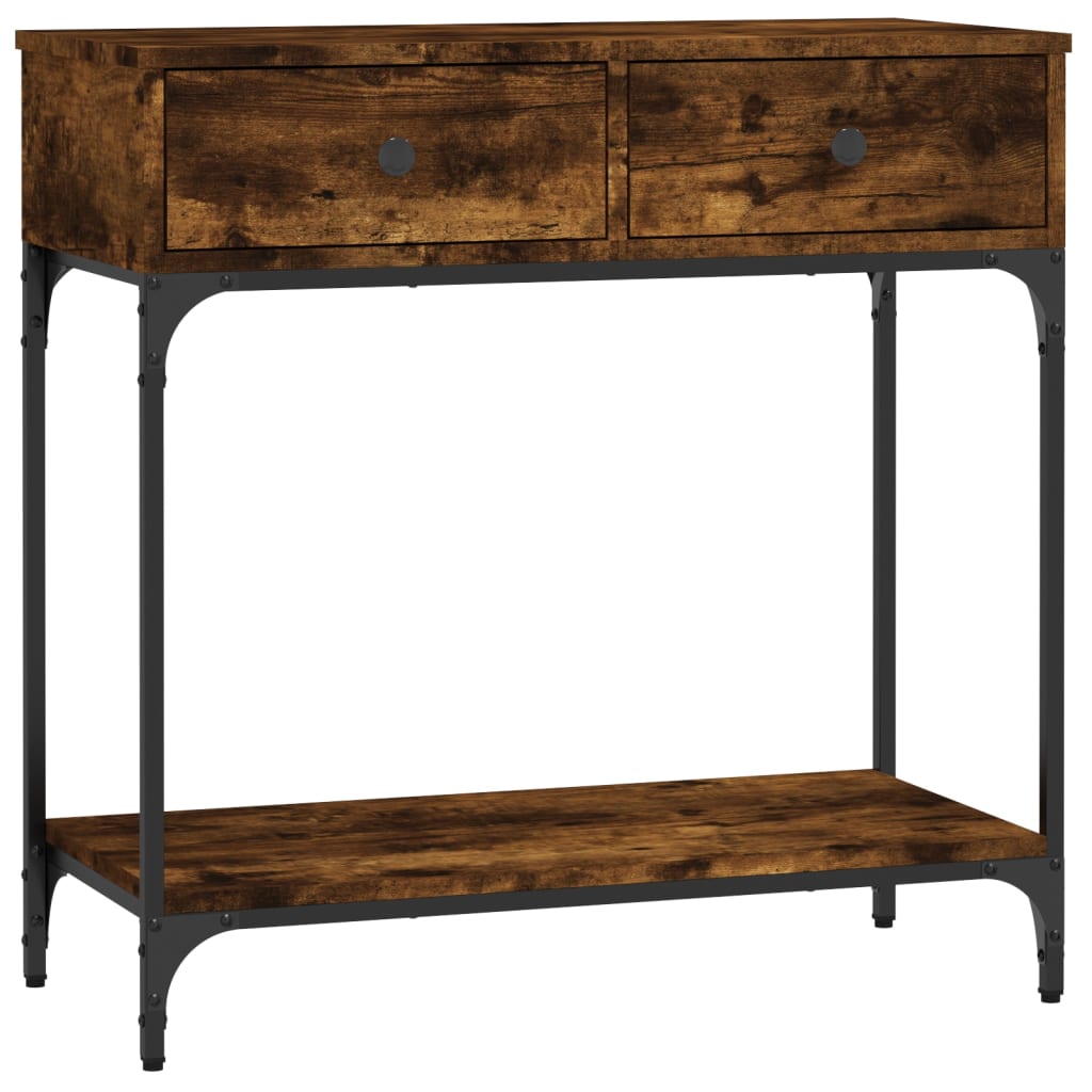 Console table smoked oak 75x34.5x75 cm engineered wood