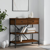 Console table brown oak 75x34.5x75 cm engineered wood