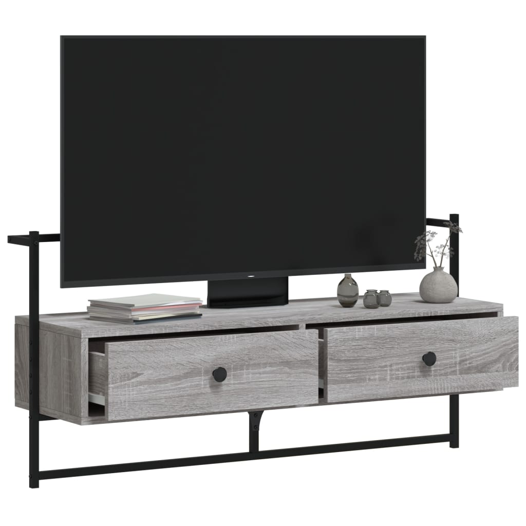 Meuble TV mural sonoma gris 100,5x30x51 cm bois d'ingénierie