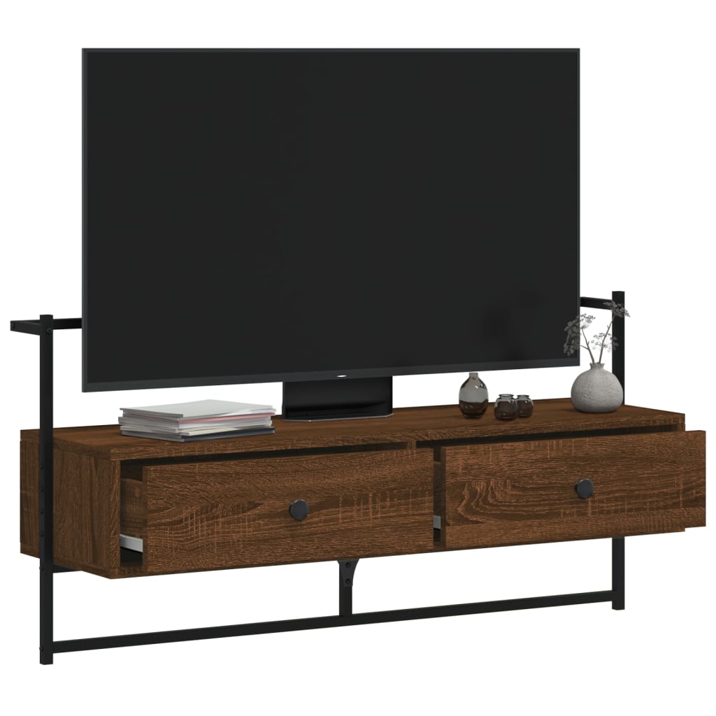 Meuble TV mural chêne marron 100,5x30x51 cm bois d'ingénierie