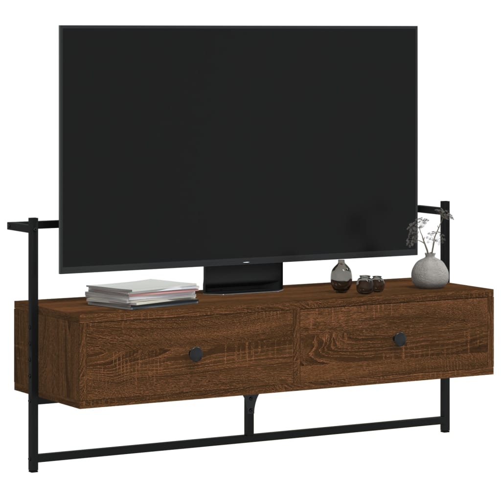 Meuble TV mural chêne marron 100,5x30x51 cm bois d'ingénierie