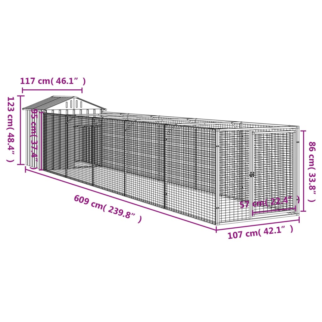 Dog house with anthracite roof galvanized steel