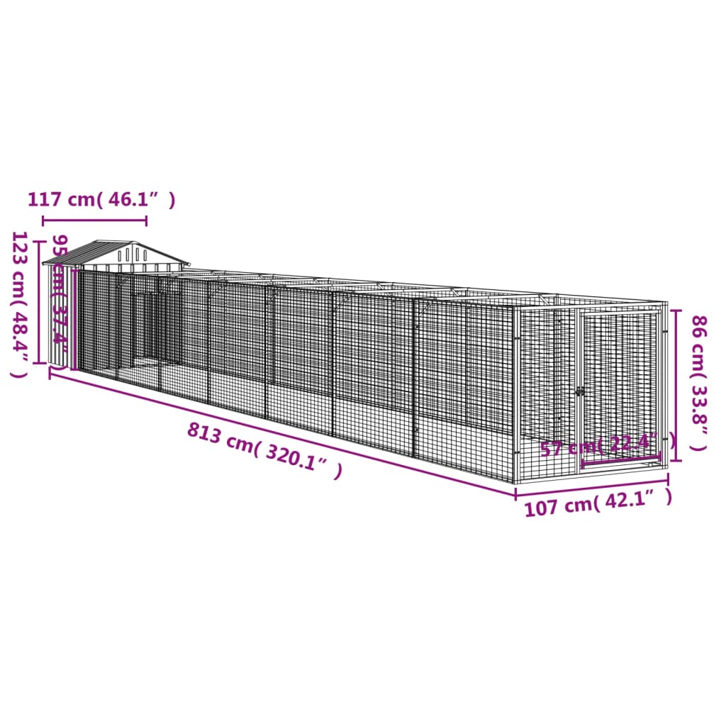 Niche pour chien avec toit anthracite acier galvanisé