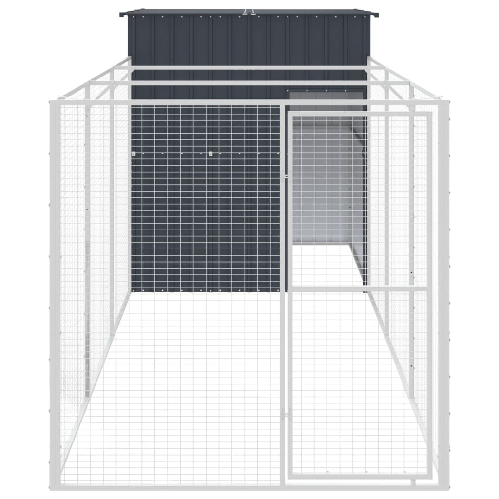 Hundehütte mit anthrazitfarbenem Innenhof 165x455x181 cm