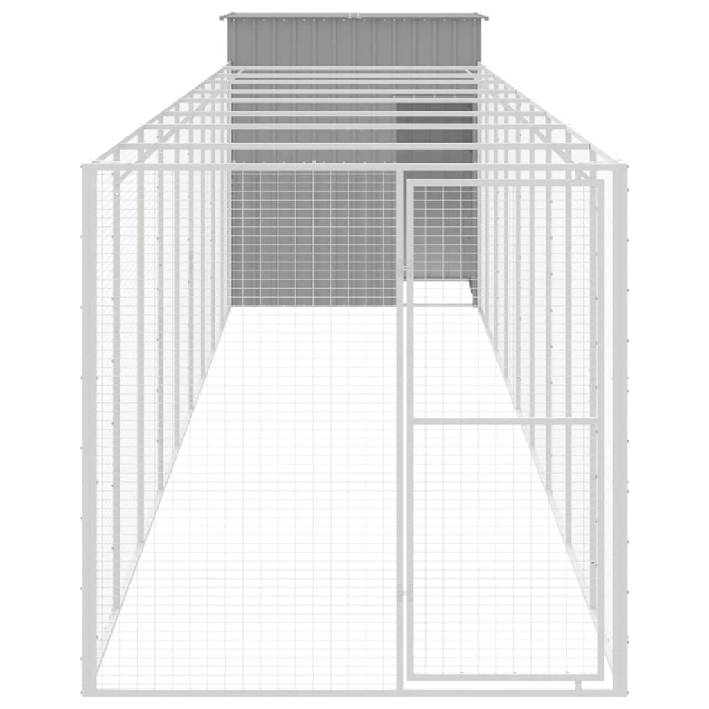 Hundehütte mit Hof hellgrau 165x1067x181 cm