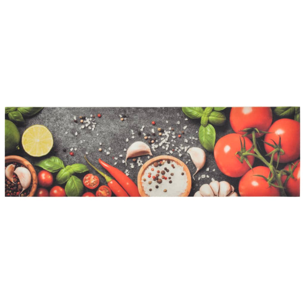 Tapis de cuisine lavable impression légumes 45x150 cm velours