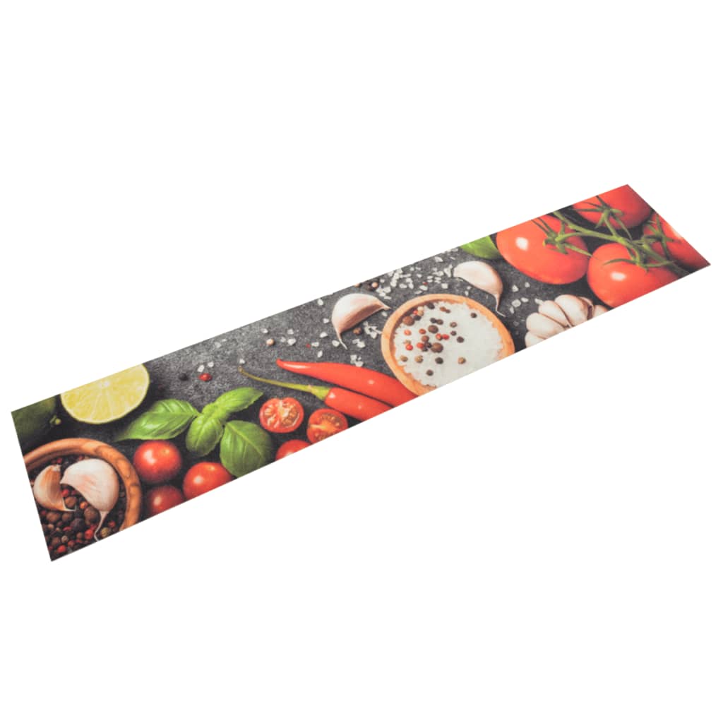 Tapis de cuisine lavable impression légumes 60x300 cm velours