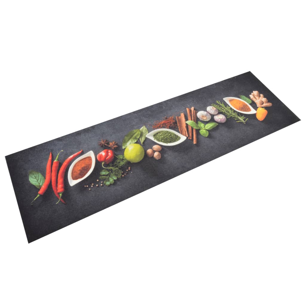 Tapis de cuisine lavable impression d'épices 45x150 cm velours