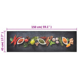 Tapis de cuisine lavable impression d'épices 45x150 cm velours